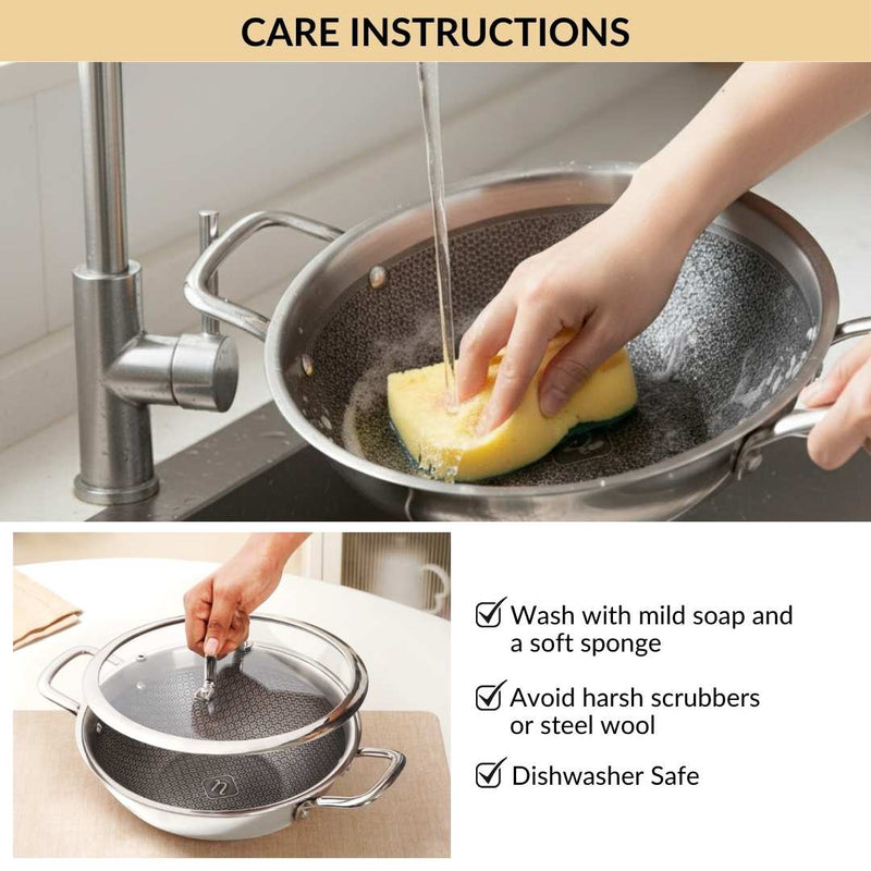 Honeycomb Flame And Induction Safe Triply Non Stick Kadai With Lid 3000ml