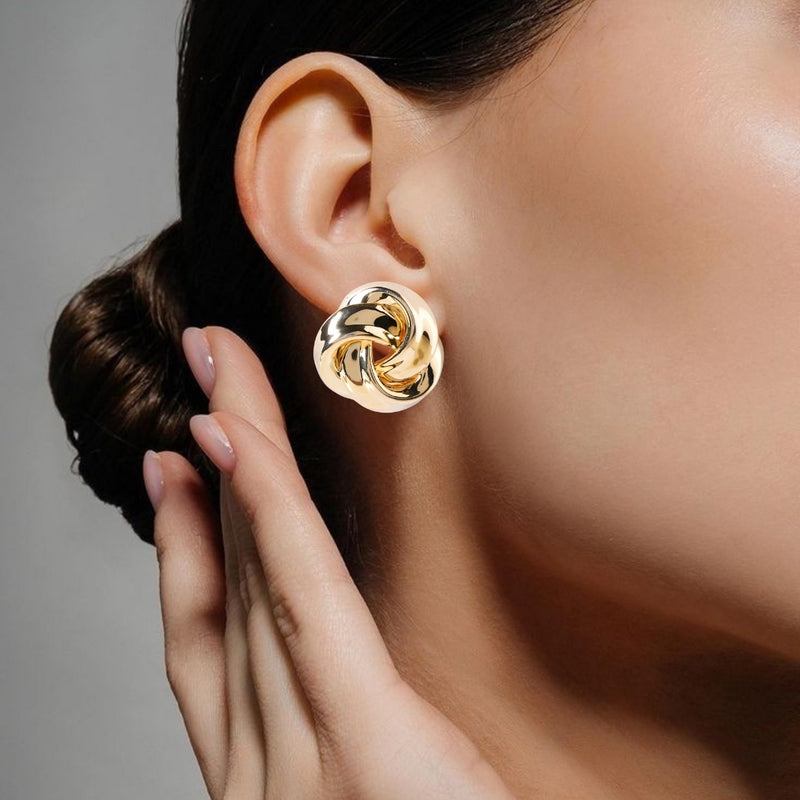 Triquetra Trinity Knot Gold Earrings