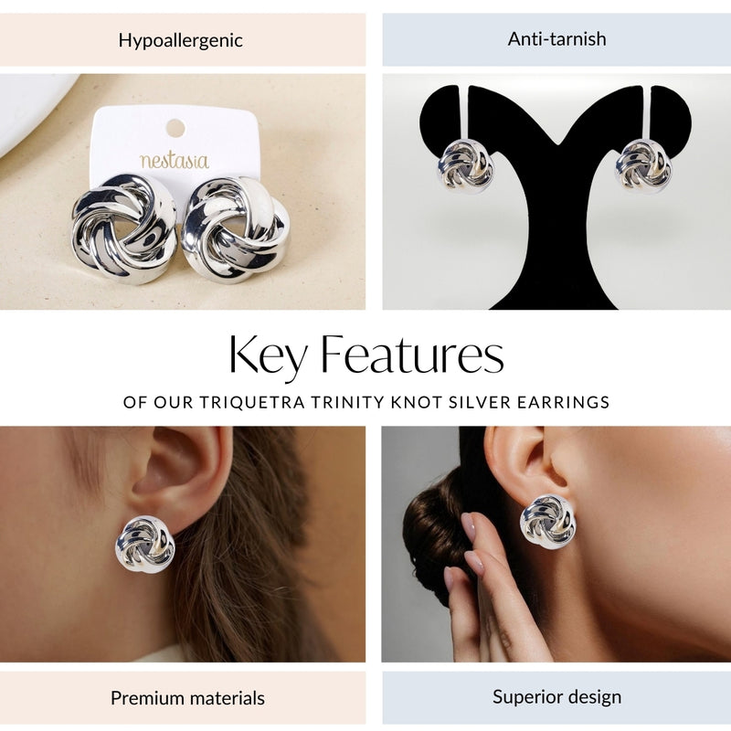 Triquetra Trinity Knot Silver Earrings
