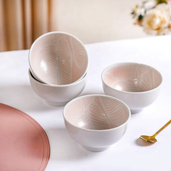 Tropica Pastel Pink Ceramic Snack Bowl Set Of 4 325ml