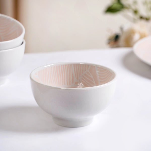 Tropica Pastel Pink Ceramic Snack Bowl Set Of 4 325ml