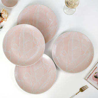 Tropica Pastel Pink Ceramic Dinner Plate Set Of 4 10 Inch