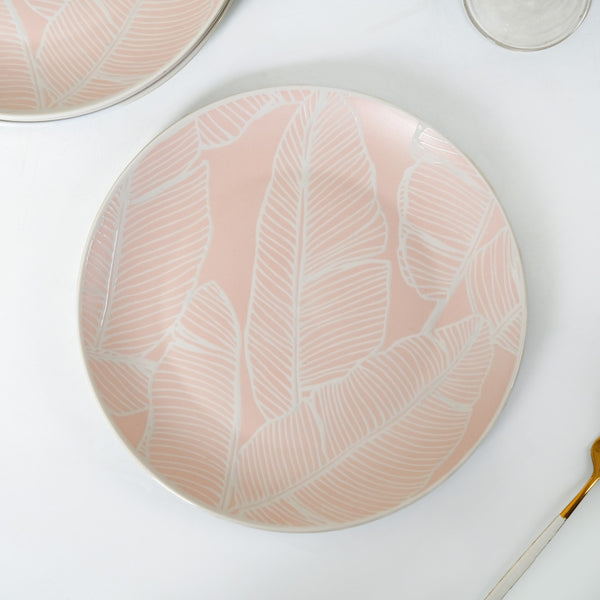 Tropica Pastel Pink Ceramic Dinner Plate Set Of 4 10 Inch