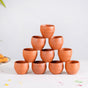 Set Of 10 Sustainable Terracotta Tea Cups 80ml - Kulhad, tea cup set, terracotta tea cups, earthen tea cups