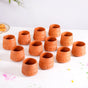 Engraved Terracotta Tumblers Set Of 12 100ml - Kulhad, tea cup set, terracotta tea cups, earthen tea cups, tumbler set of 6