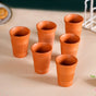 Bombay Cutting Chai Terracotta Kulhad Set Of 6 With White Metal Stand- Kulhad, tea cups, tea cup set, tea cups with stand, earthen tea cups