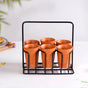 Set Of 6 Terracotta Kulhad Glasses With Cutting Chai Stand- Kulhad, tea cups, tea cup set, cutting chai glasses, tea cup set of 6, tea cups with stand