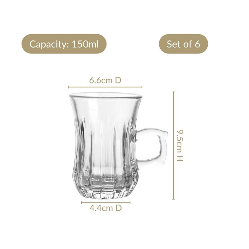 Turkish Tea Cup Set Of 6 150ml