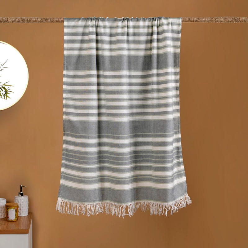 Greyish Green Turkish Bamboo Cotton Bath Towels Set Of 2