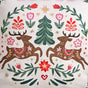 Twin Reindeers Embroidered Cotton Cushion Cover 40x40cm