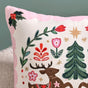 Twin Reindeers Embroidered Cotton Cushion Cover 40x40cm
