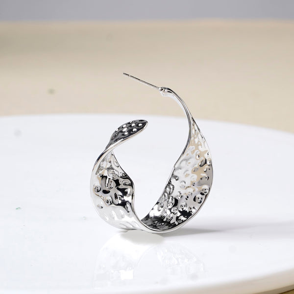 Twisted And Textured Silver Drop Earrings