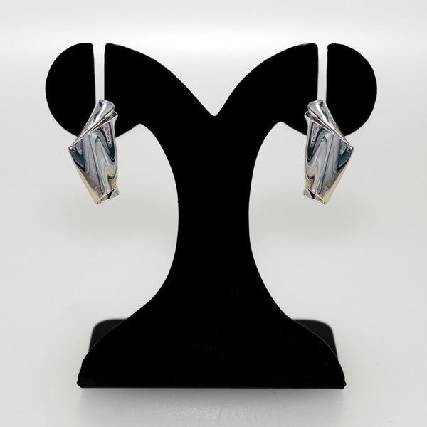 Twisted Form Drop Earrings Silver