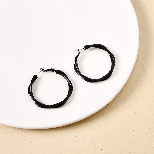 Twisted Multi Layered Black Hoop Earrings