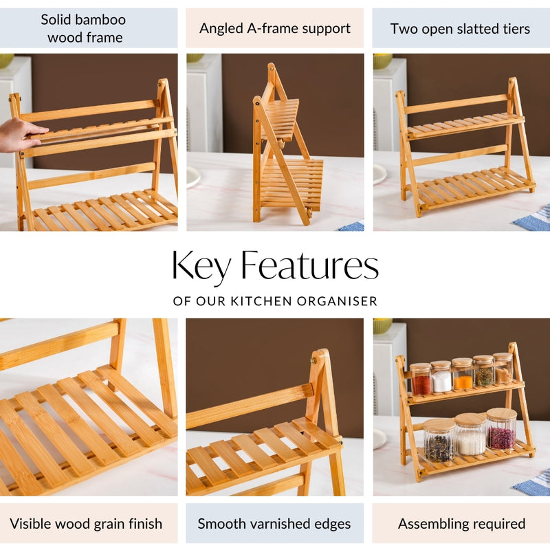 Two Tier Bamboo Countertop Shelf Stand