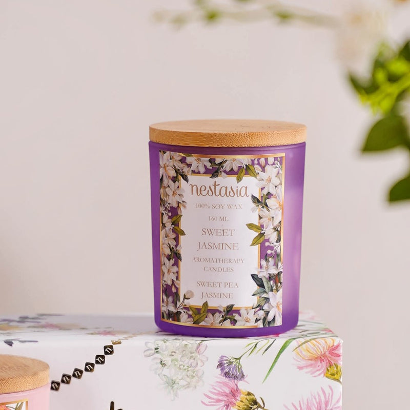 Jasmine & Lily Soy Wax Scented Candles Set Of 2