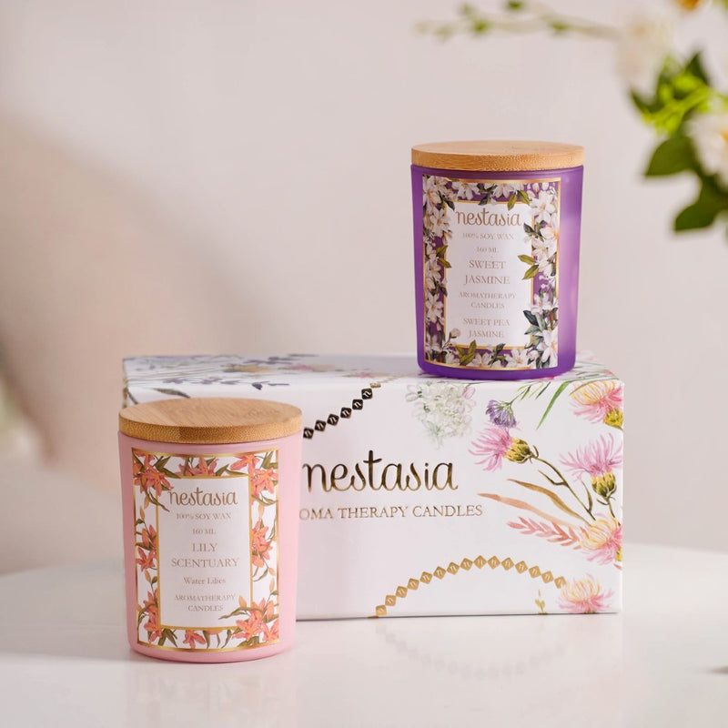 Jasmine & Lily Soy Wax Scented Candles Set Of 2