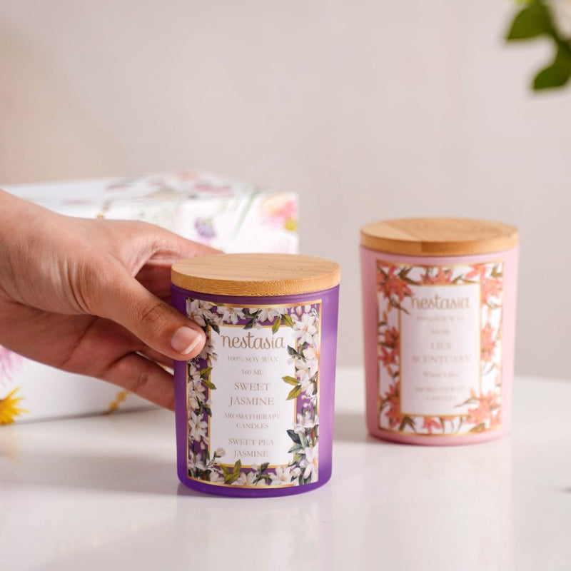 Jasmine & Lily Soy Wax Scented Candles Set Of 2