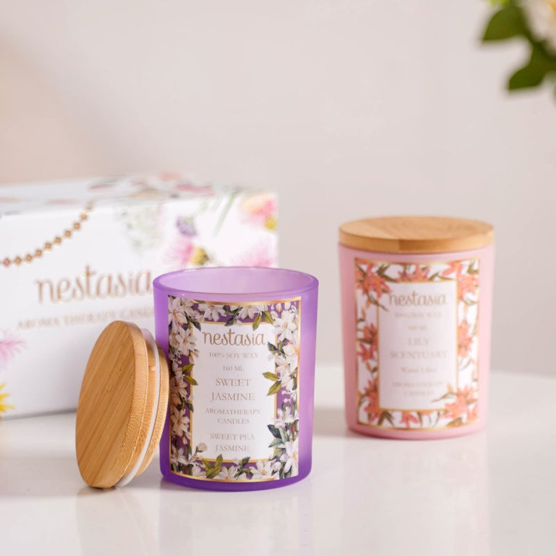 Jasmine & Lily Soy Wax Scented Candles Set Of 2