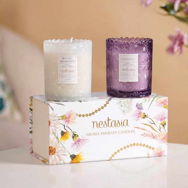 Lavender & Mogra Soy Wax Scented Candles Set Of 2