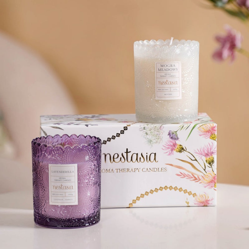 Lavender & Mogra Soy Wax Scented Candles Set Of 2