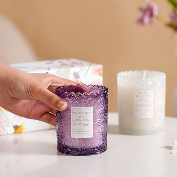 Lavender & Mogra Soy Wax Scented Candles Set Of 2