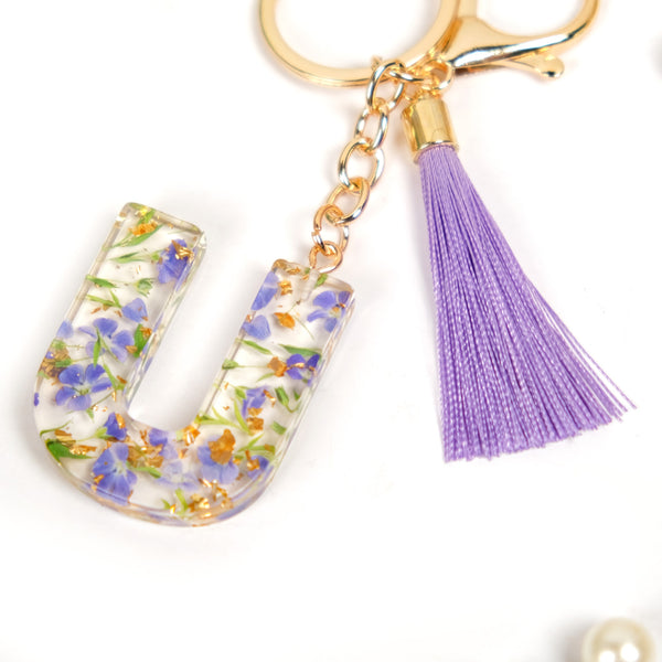 Blooming Purple Fantasy U Resin Keyring