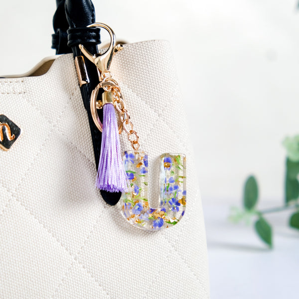 Blooming Purple Fantasy U Resin Keyring