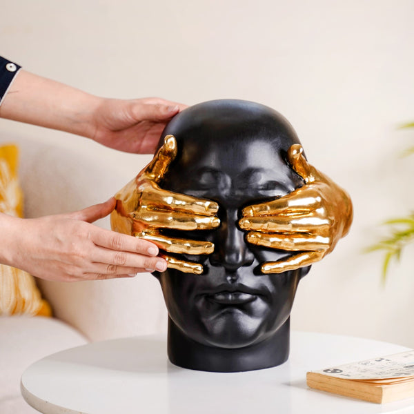 Art Face Showpiece Black And Gold