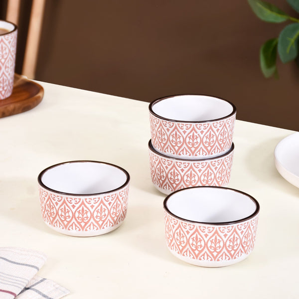 Baroque Ceramic Small Bowl Set Of 4 Pink 200ml