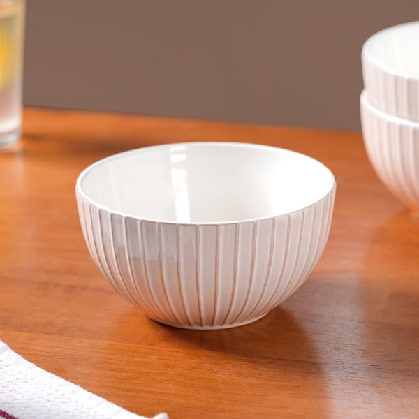 Costola Ceramic Serving Bowl Set Of 4 Off White 650ml