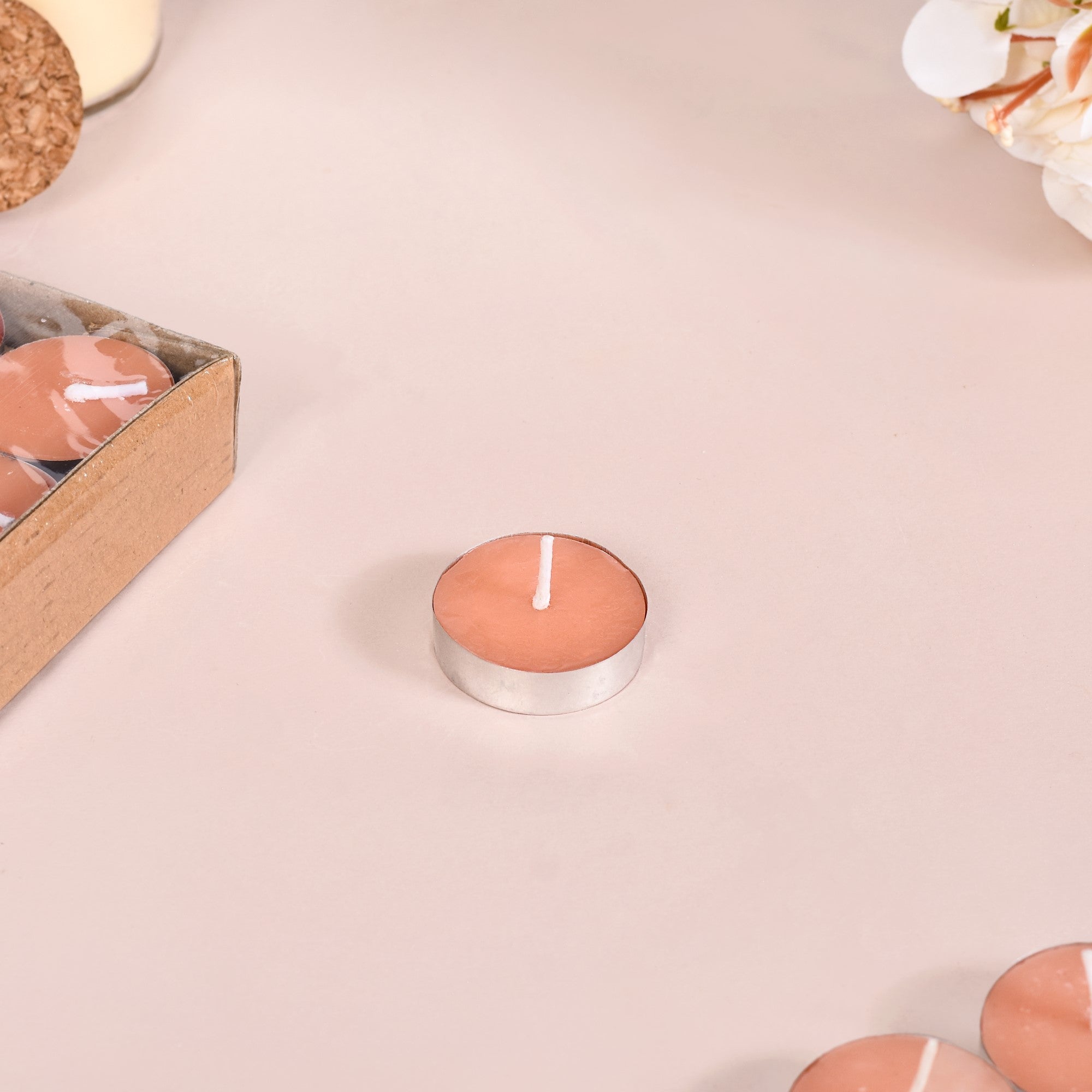Blush Peach Festive Tealight Candles Set Of 50 Online Premium