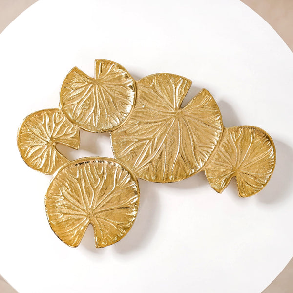 Golden Lotus Leaf Cluster Decorative Tray