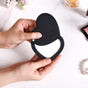 Heart Shaped Foldable Pocket Mirror Black - black pocket mirror, heart-shaped mirror, compact travel mirror, stylish makeup mirror