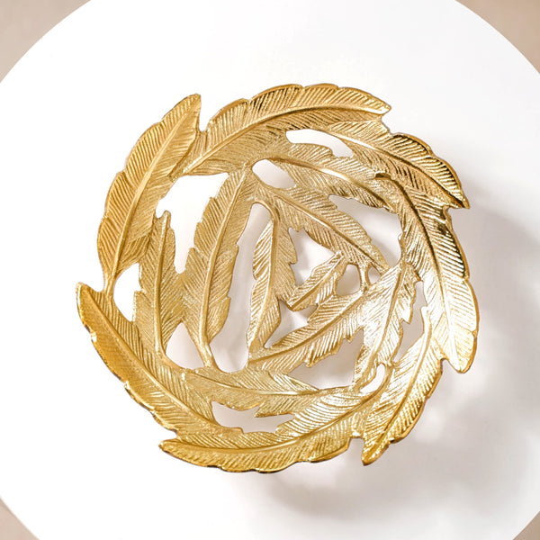 Leaves Cutout Metal Tray Gold