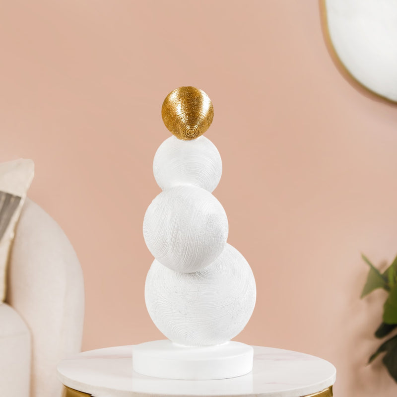 Molecular Geometric Sculpture White And Gold