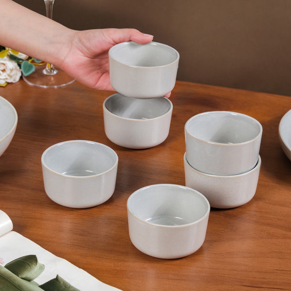 Sera Ceramic Small Bowl Light Grey Set Of 6 200ml