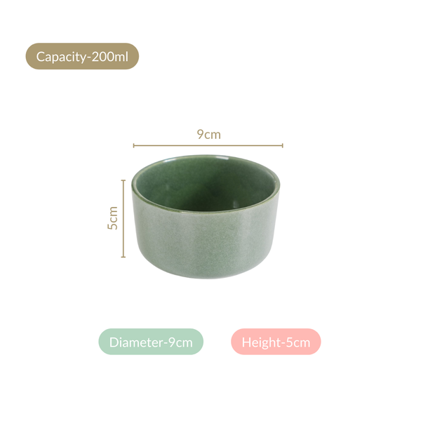 Sera Set Of 6 Round Ceramic Small Bowl Sage Green 200ml