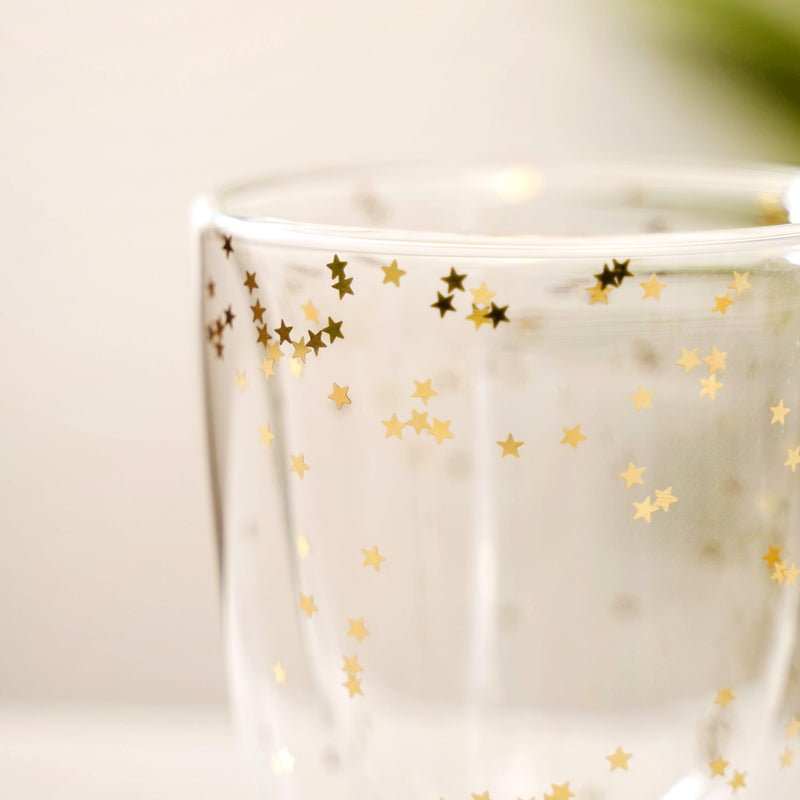 Set Of 2 Gold Star Glass Tumblers 225ml
