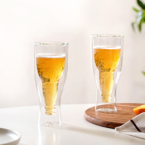 Upside Down Double Wall Beer Glass Set Of 2 375ml