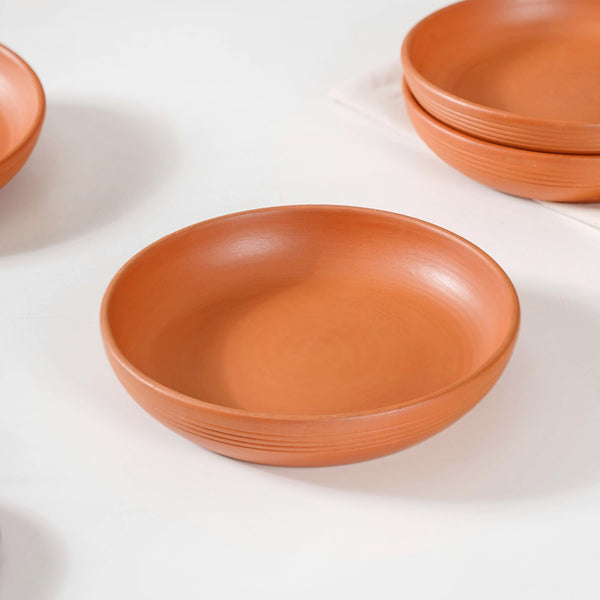 Set Of 4 Earthen Terracotta Snack Plates 7 Inch