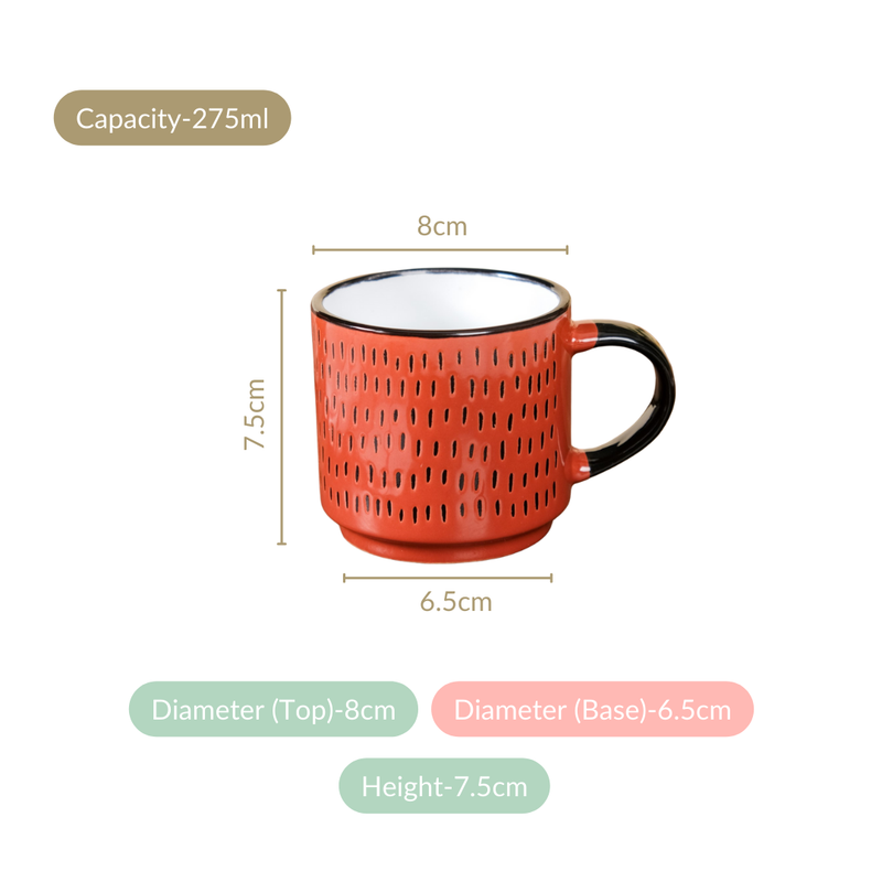 Set Of 4 Assorted Print Stackable Tea Cup 275ml