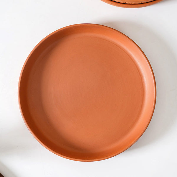 Set Of 4 Terracotta Dinner Plates 9 Inch