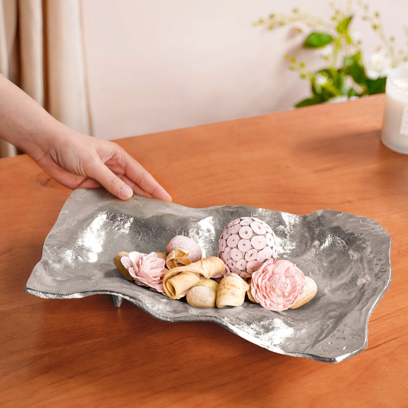 Stone Finish Antique Decorative Tray Silver