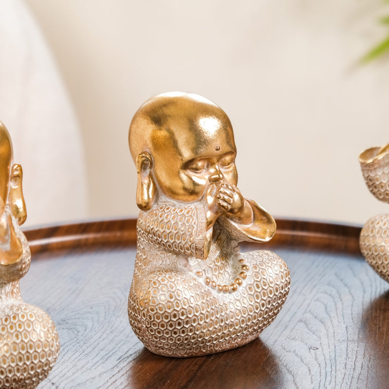 Wise Monk Trio Showpiece For Home Decor Gold