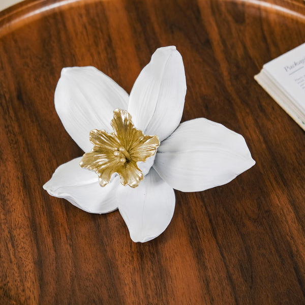 Orange Blossom Flower Showpiece White And Gold