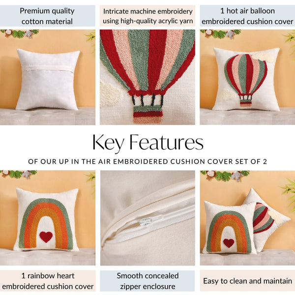 Up In The Air Embroidered Cushion Cover Set Of 2 40x40cm