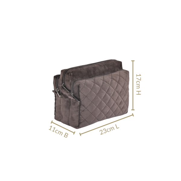 Cushiony Quilted Travel Pouch Brown