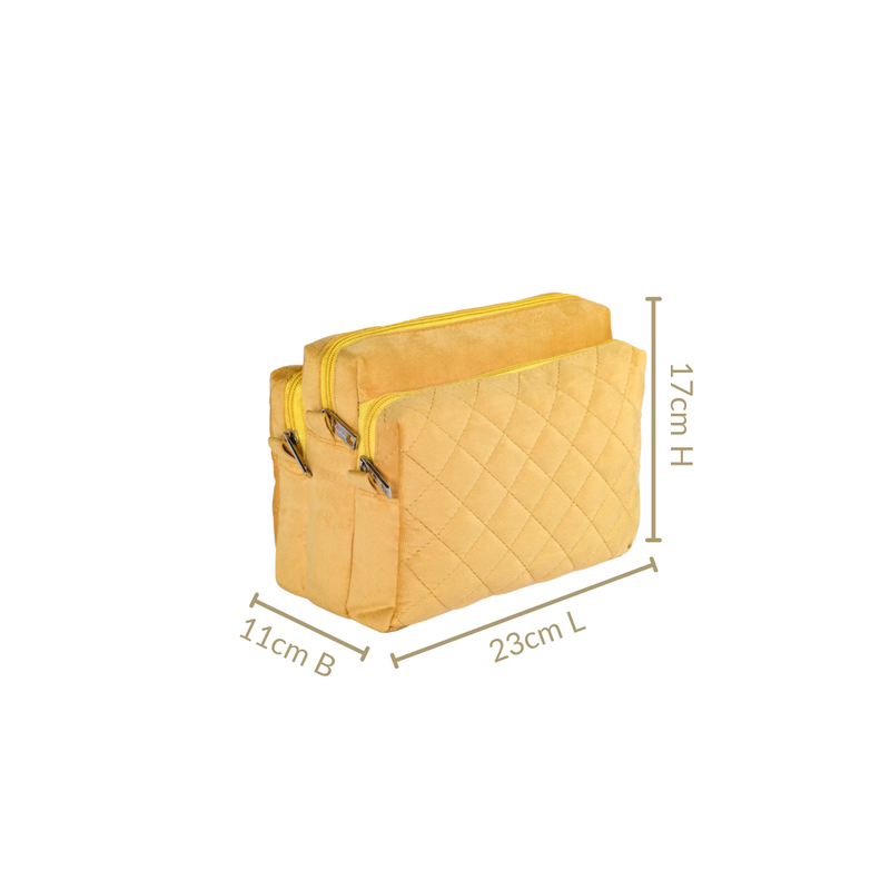 Velvet Travel Makeup Pouch Yellow