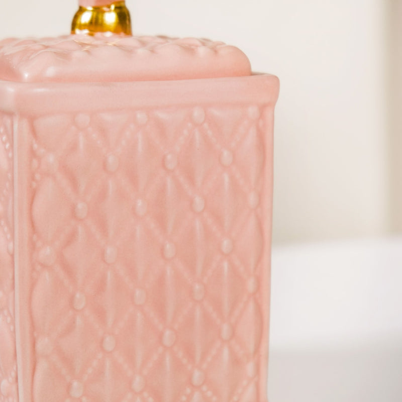Modern Vanity Table Ceramic Jar With Lid Peach